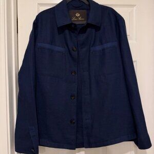 Loro Piana Blue Linen Button Front Jacket Made in Italy